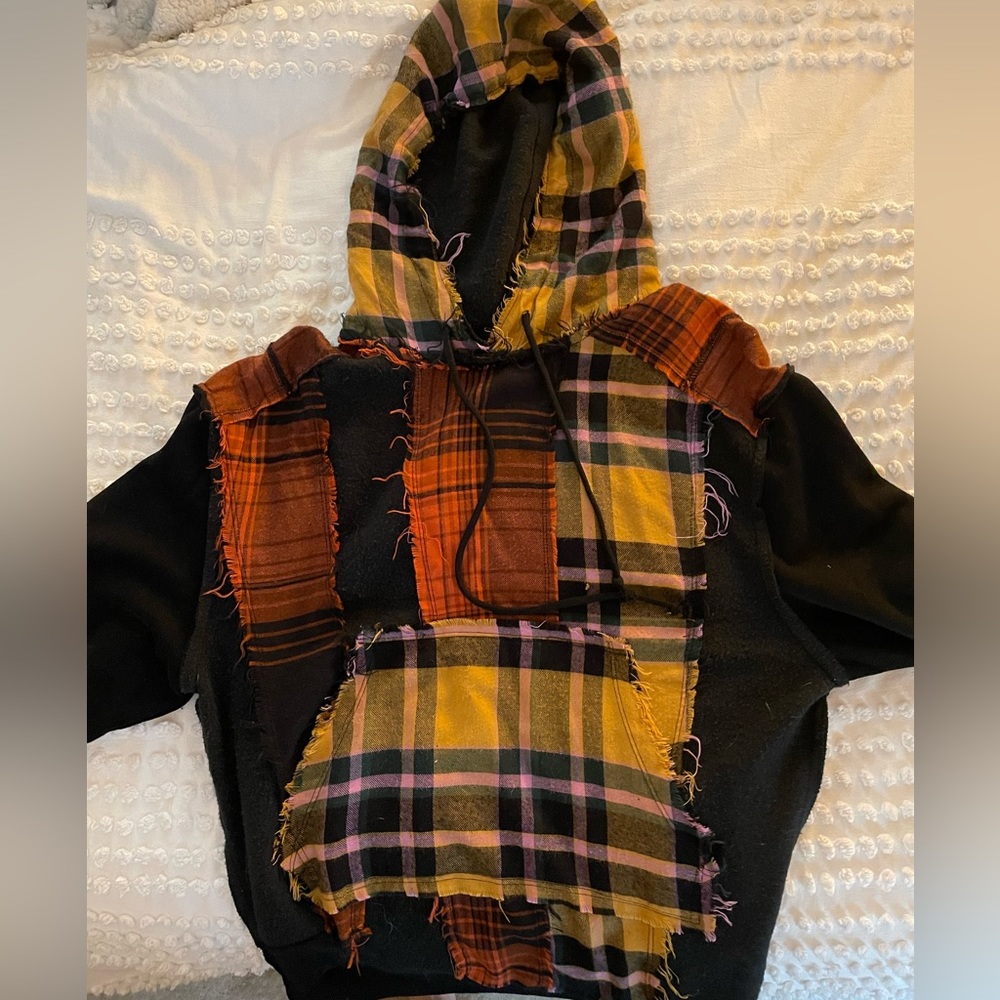 BDG Distressed Patchwork Hoodie